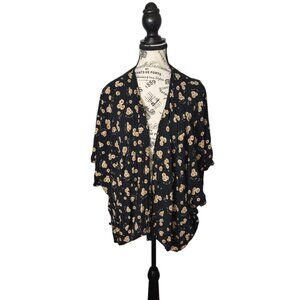 Brandy Melville Black Floral Open Front Drape Cardigan OneSize Effortless layers